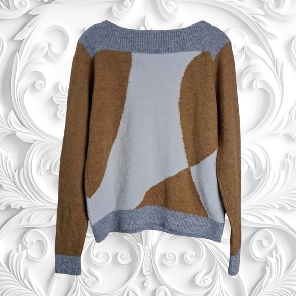 Sita Murt Colorblock Grey Tan Cream Alpaca-Blend Boatneck Sweater - Picture 8 of 8